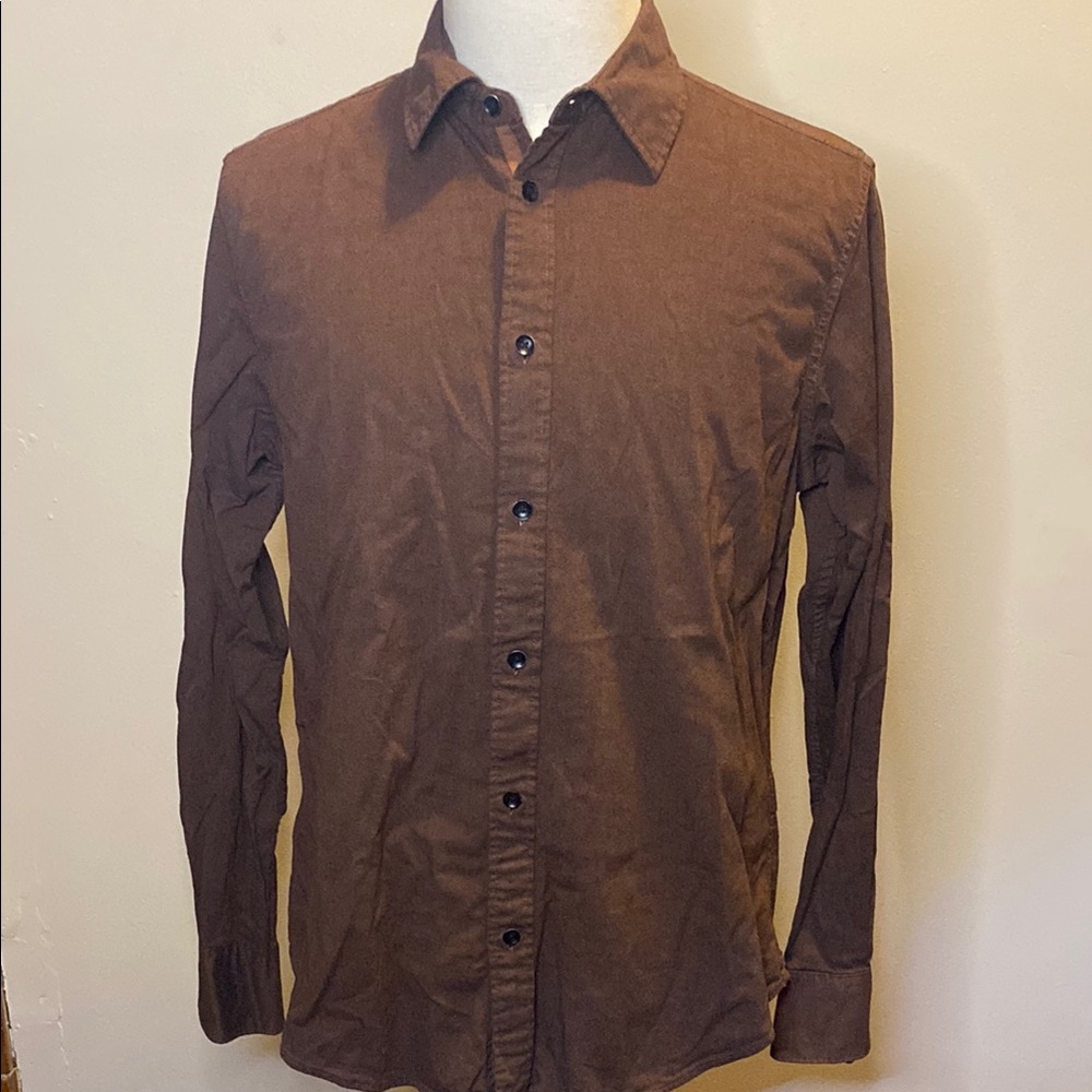 Rag & Bone Brown Casual Button Down Shirt with Collared Neckline